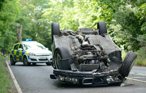 Rolled over vehicle