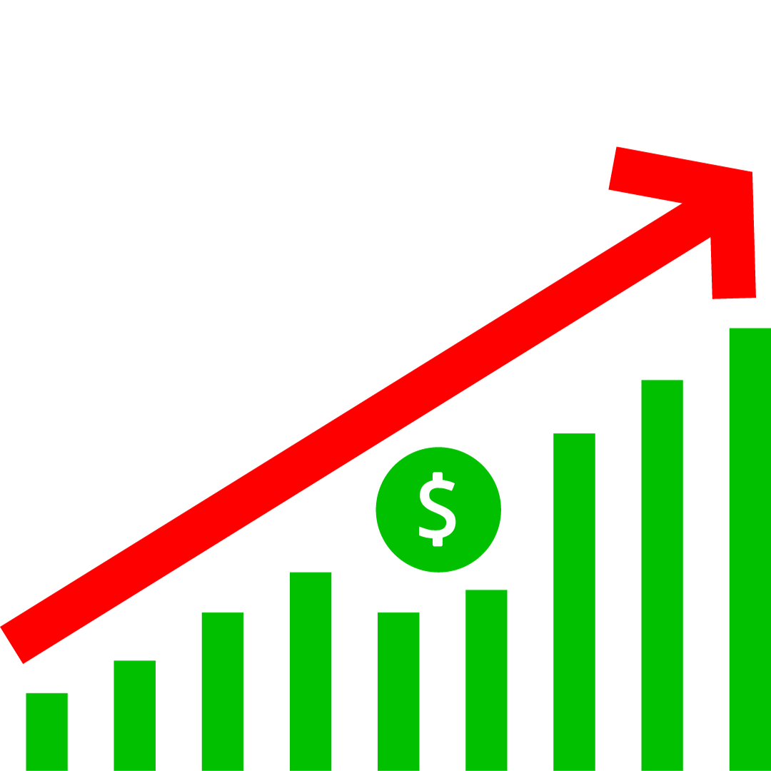 An image of a graph showing price increasing