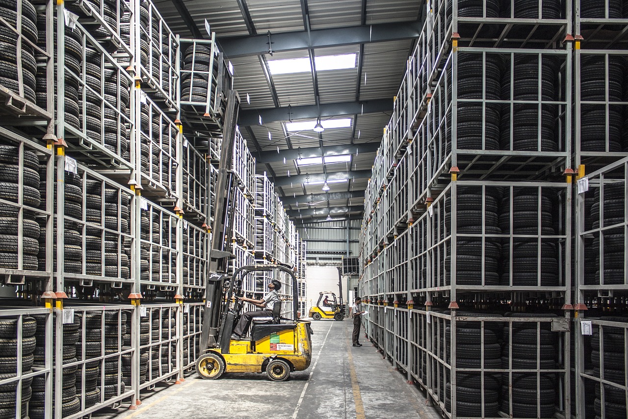 forklift in a warehouse