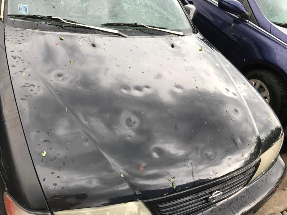 car with hail damage