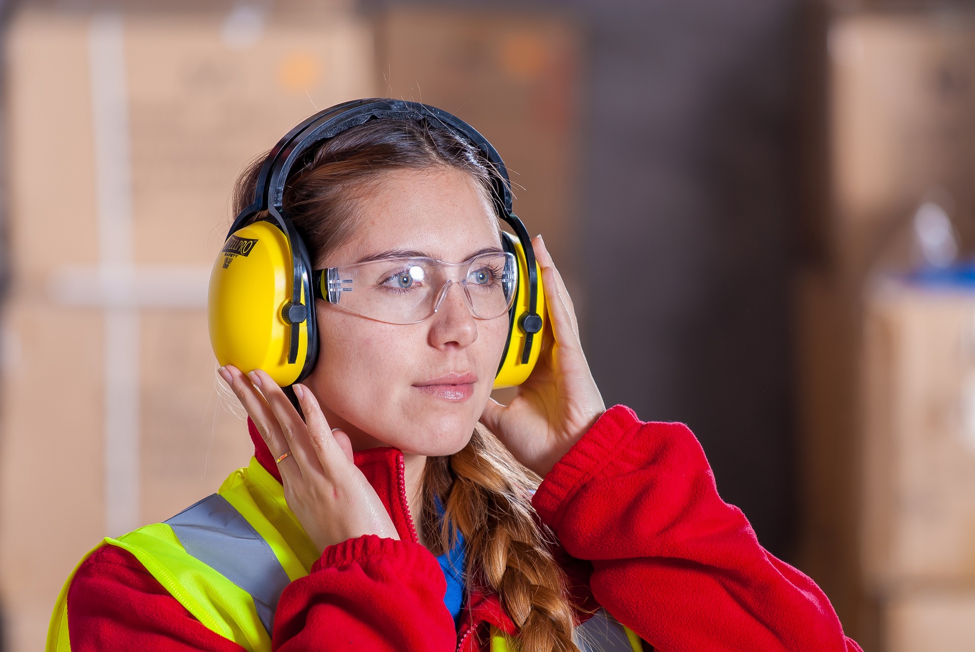 worker with ear protection