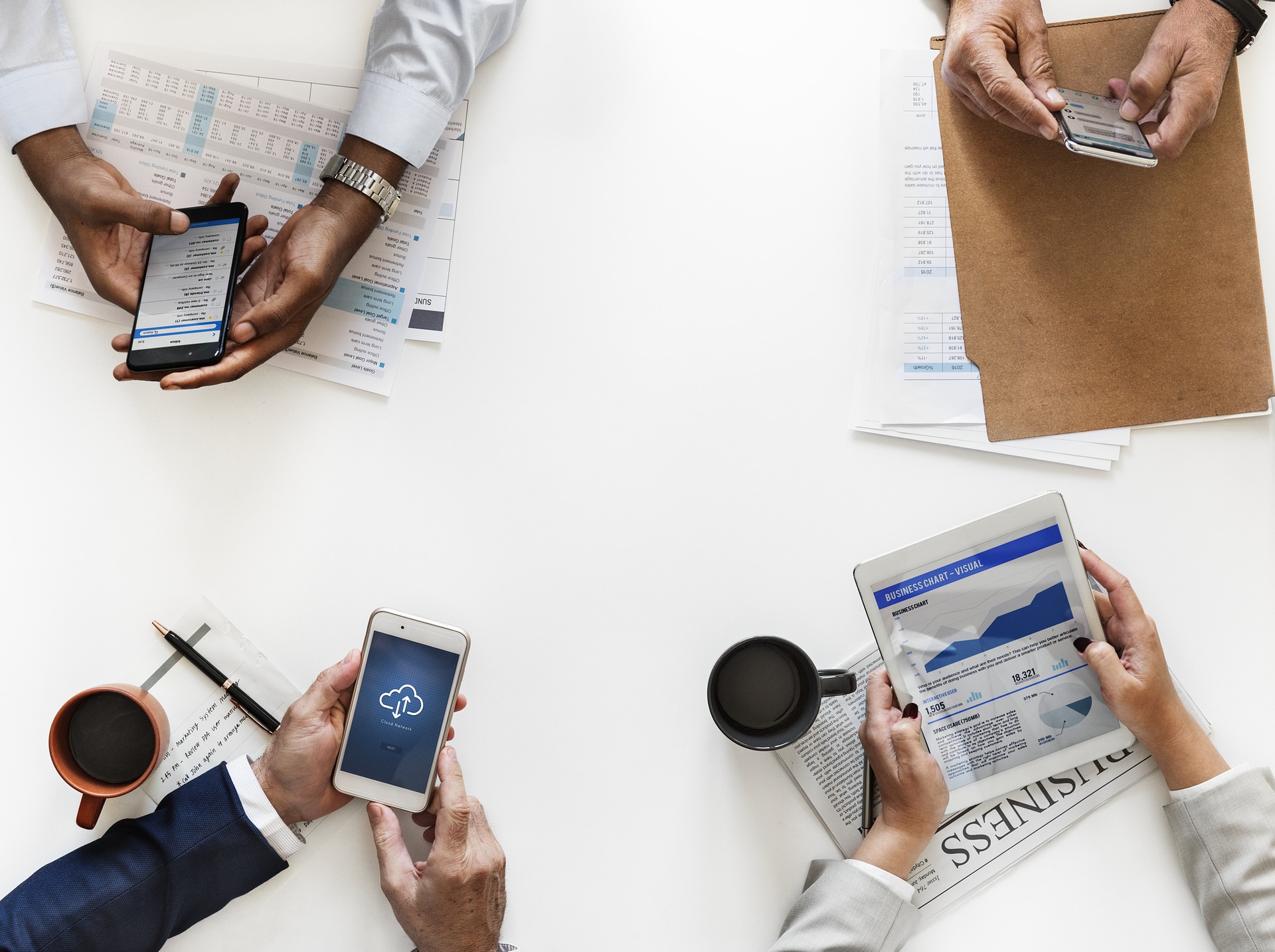 business equipment in a circle