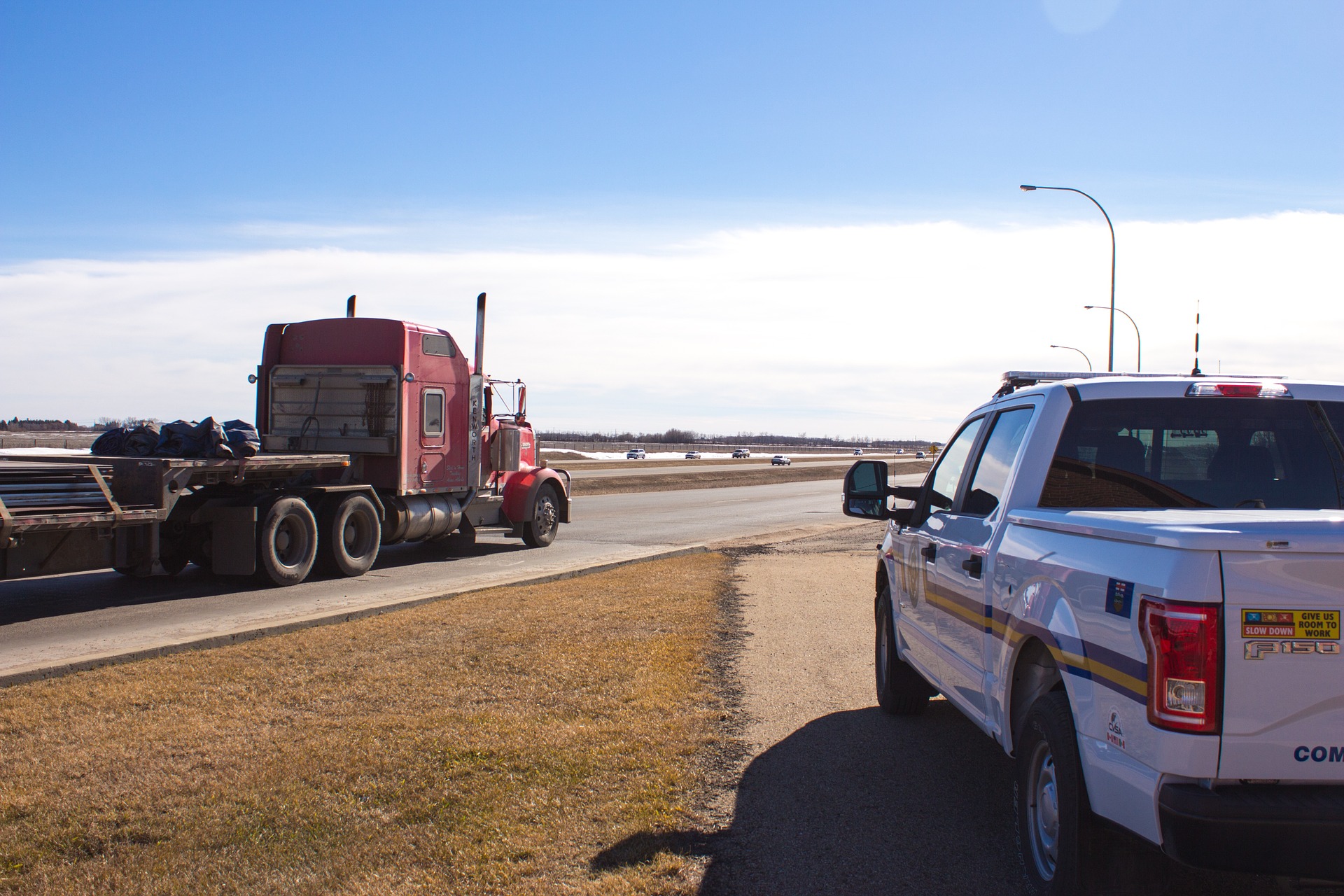 police enforcing trucker and highway