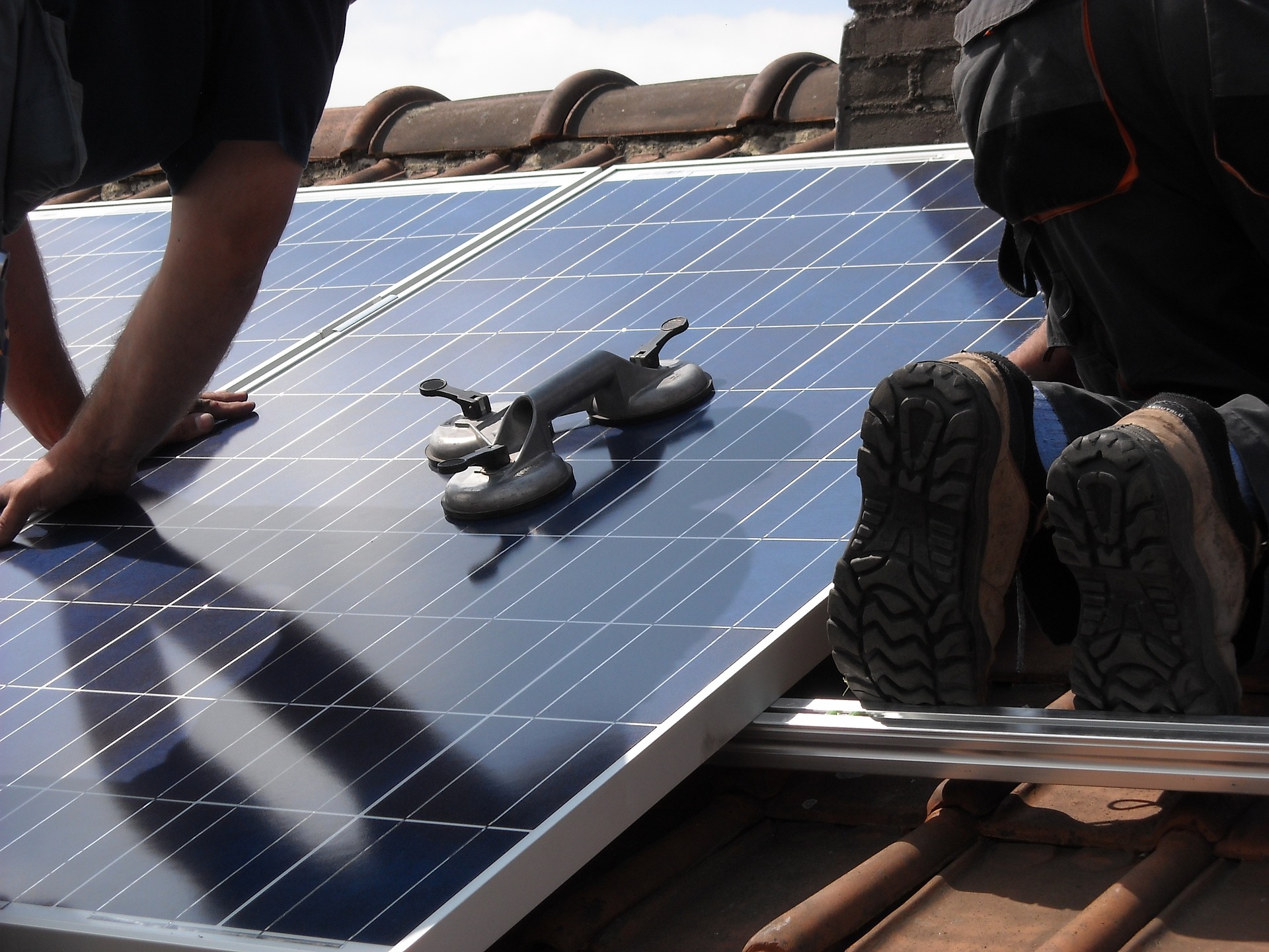 solar panels being installed