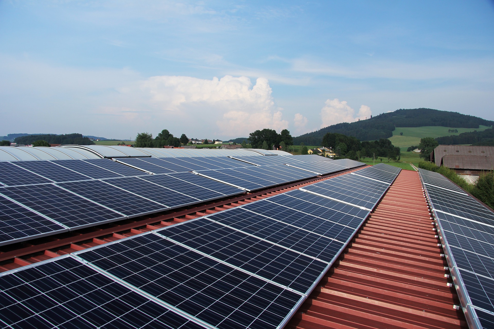 solar panels on commercial building roof