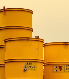 Barrels used for storing chemicals