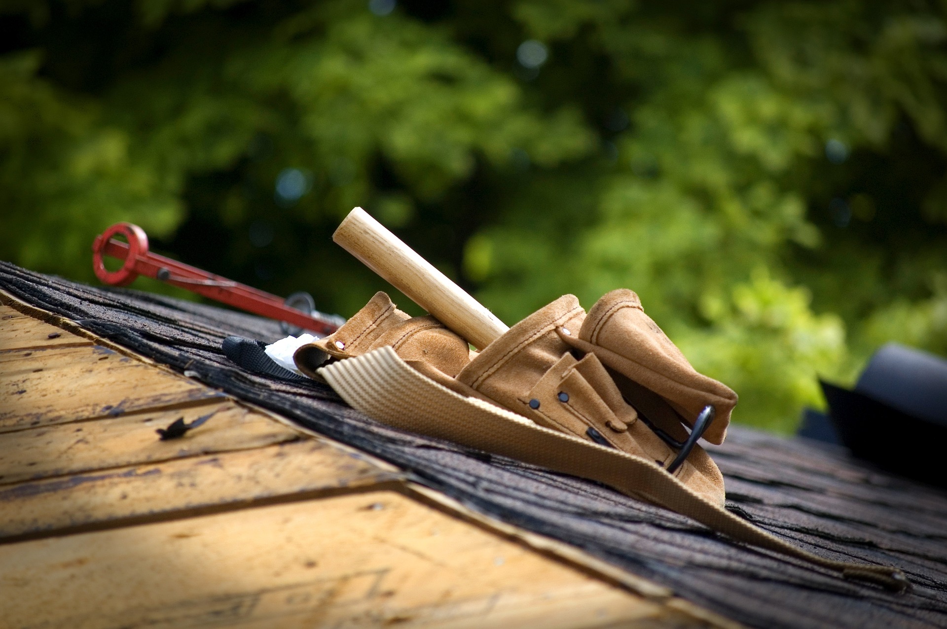 tool belt laying on roof