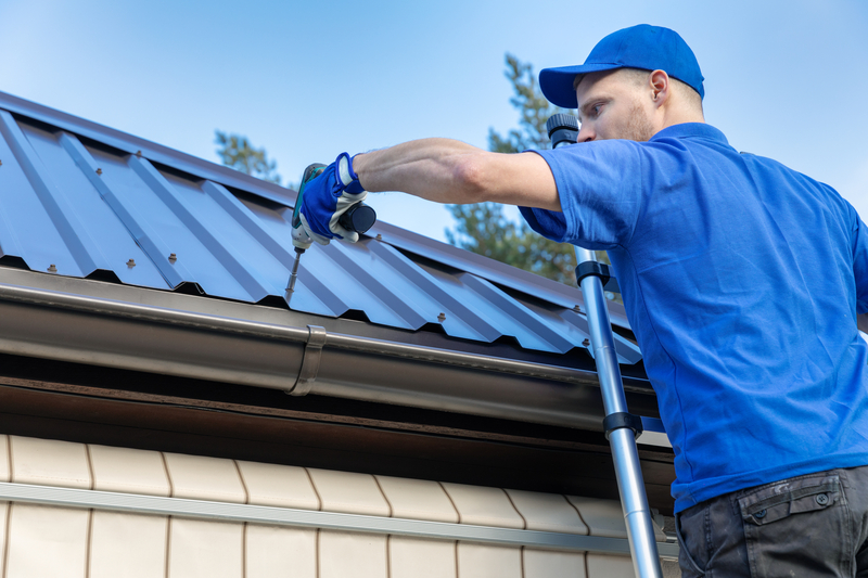 roof technician working on house