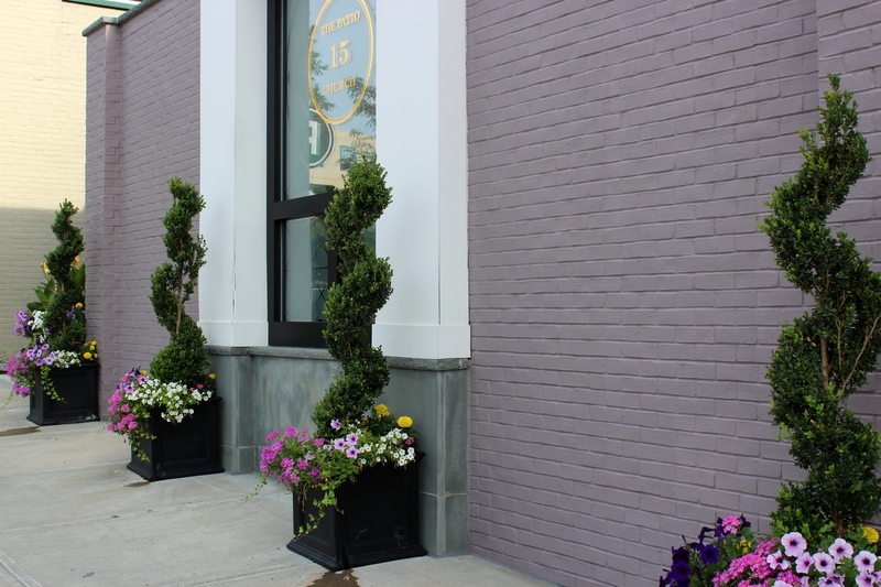 landscaping in front of storefront