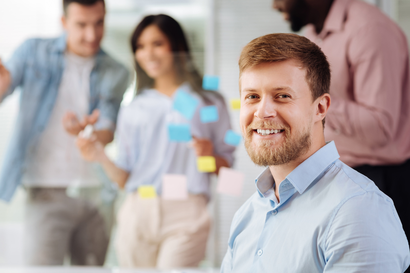 business casual man smiling