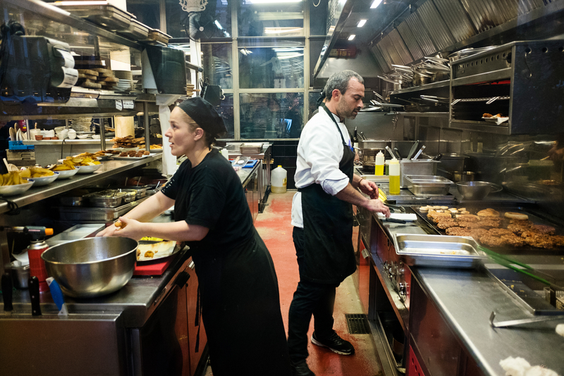 kitchen staff working