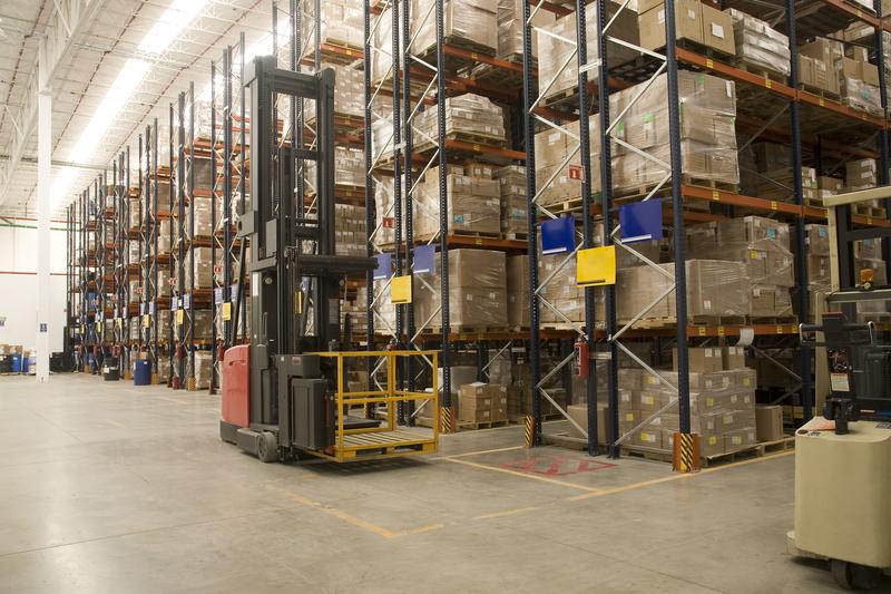 warehouse and forklift
