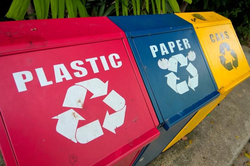 recycle bins in a row